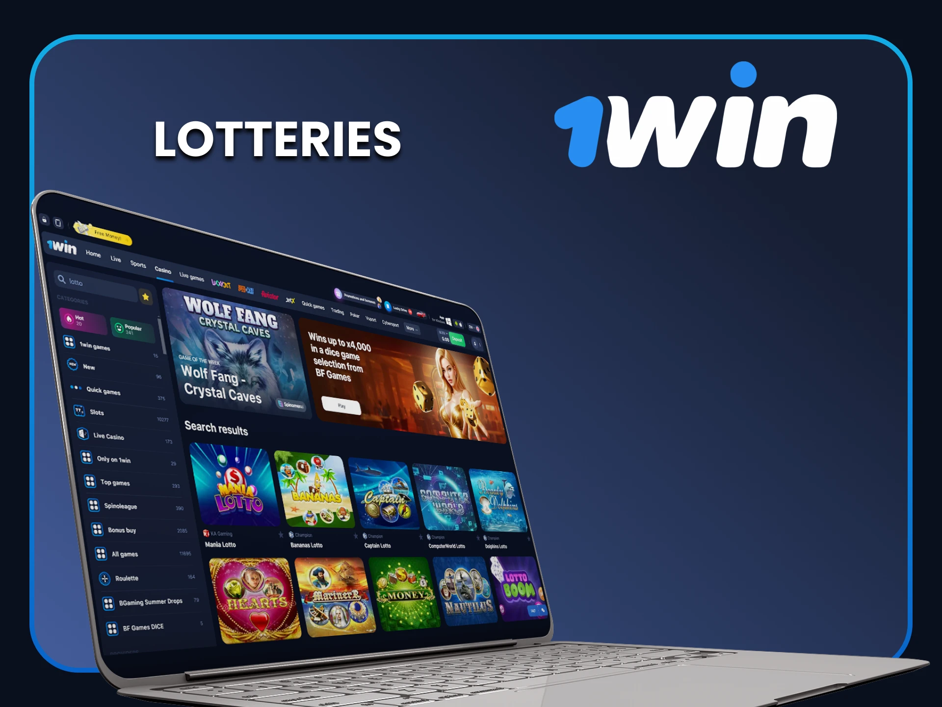 Play Lotteries with 1win.