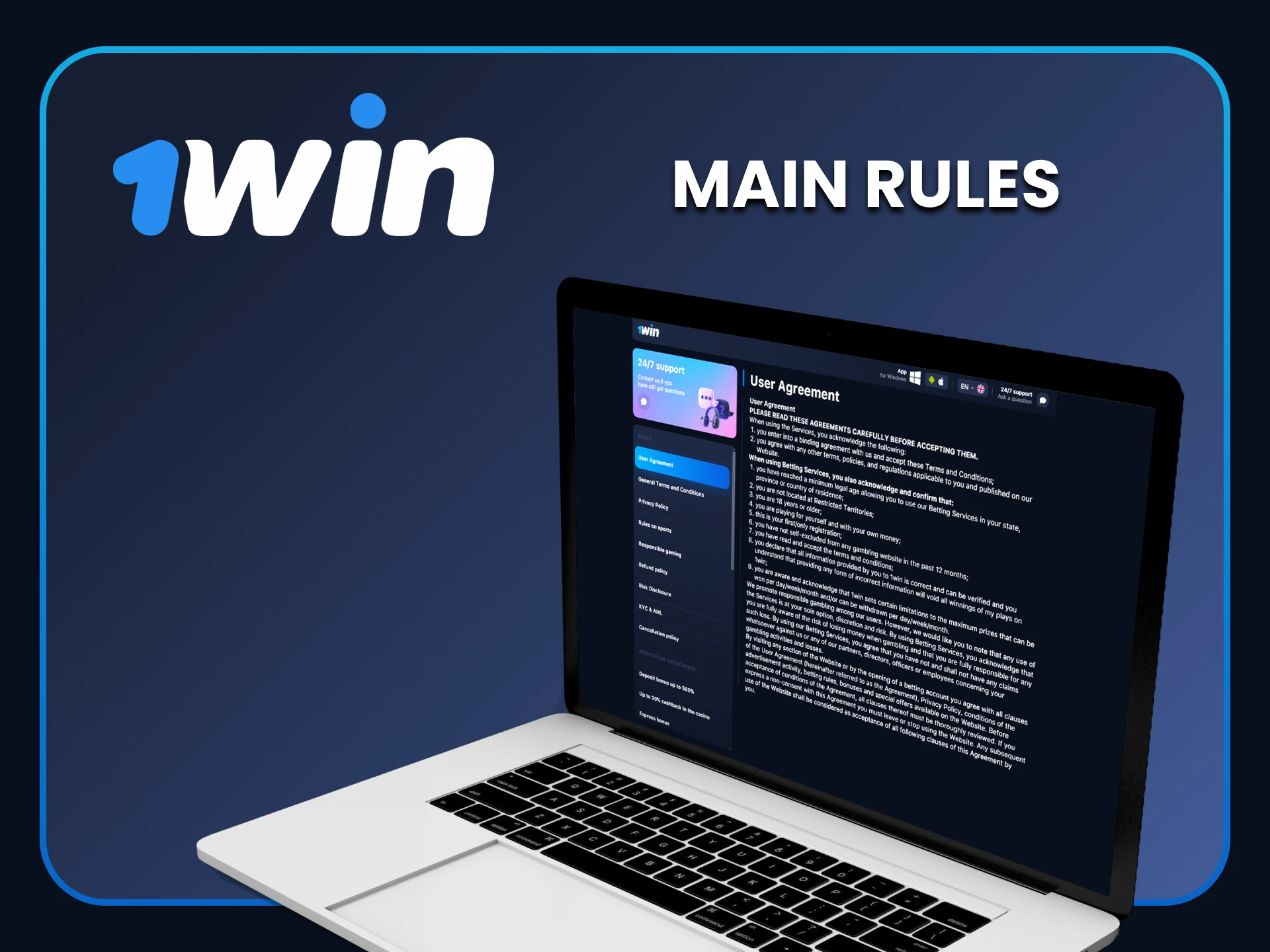 We recommend that you study the rules of the 1win service.