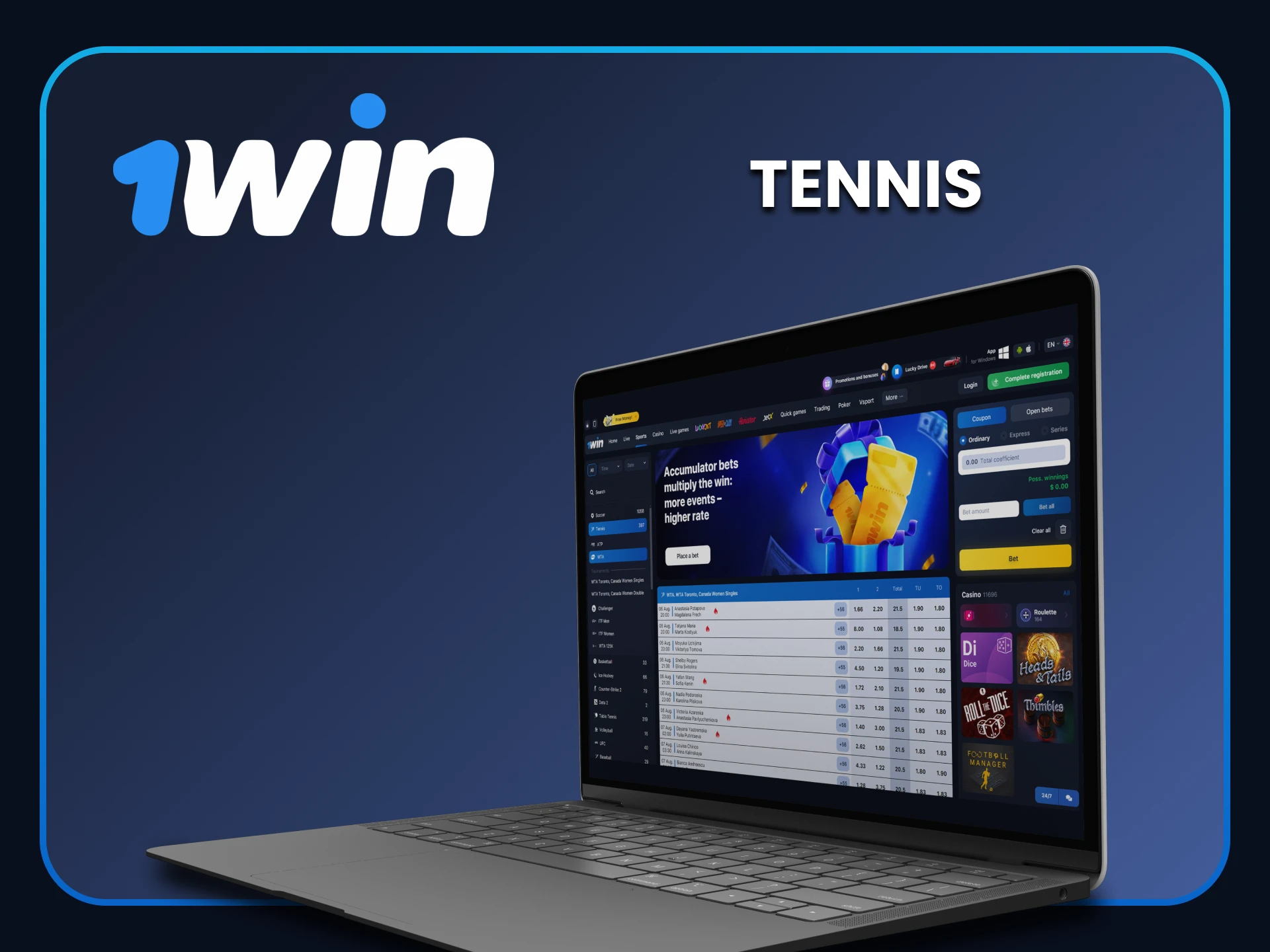 For sports betting from 1win, choose tennis.