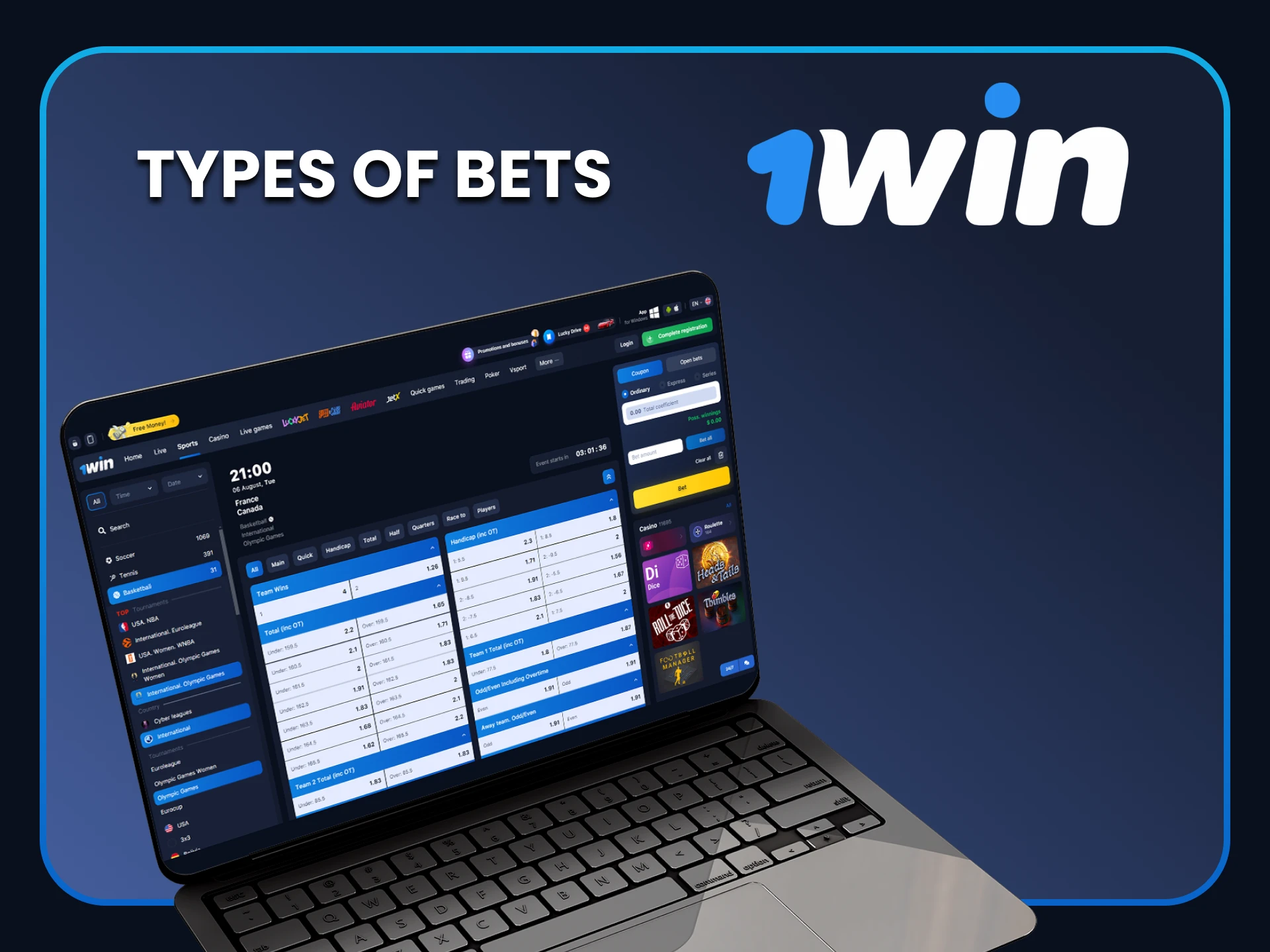 We will tell you about the types of bets on 1win.