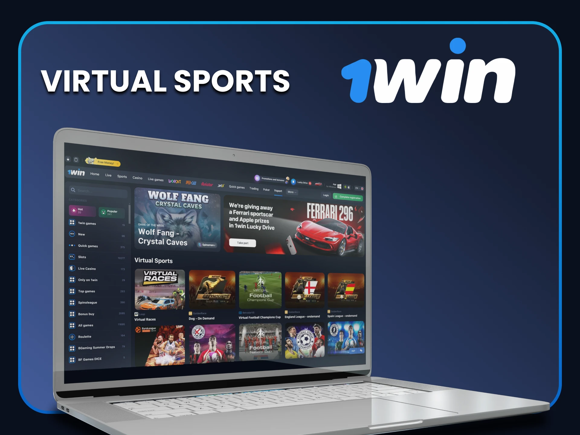 Visit the virtual sports section from 1win.