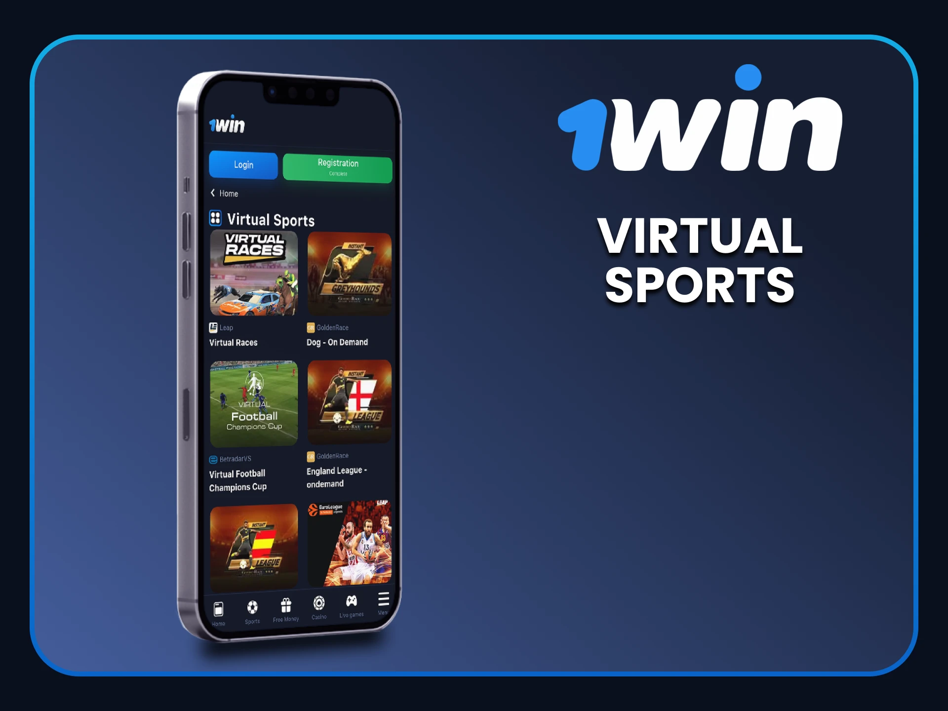 Place your bets in the virtual sports section of the 1win app.