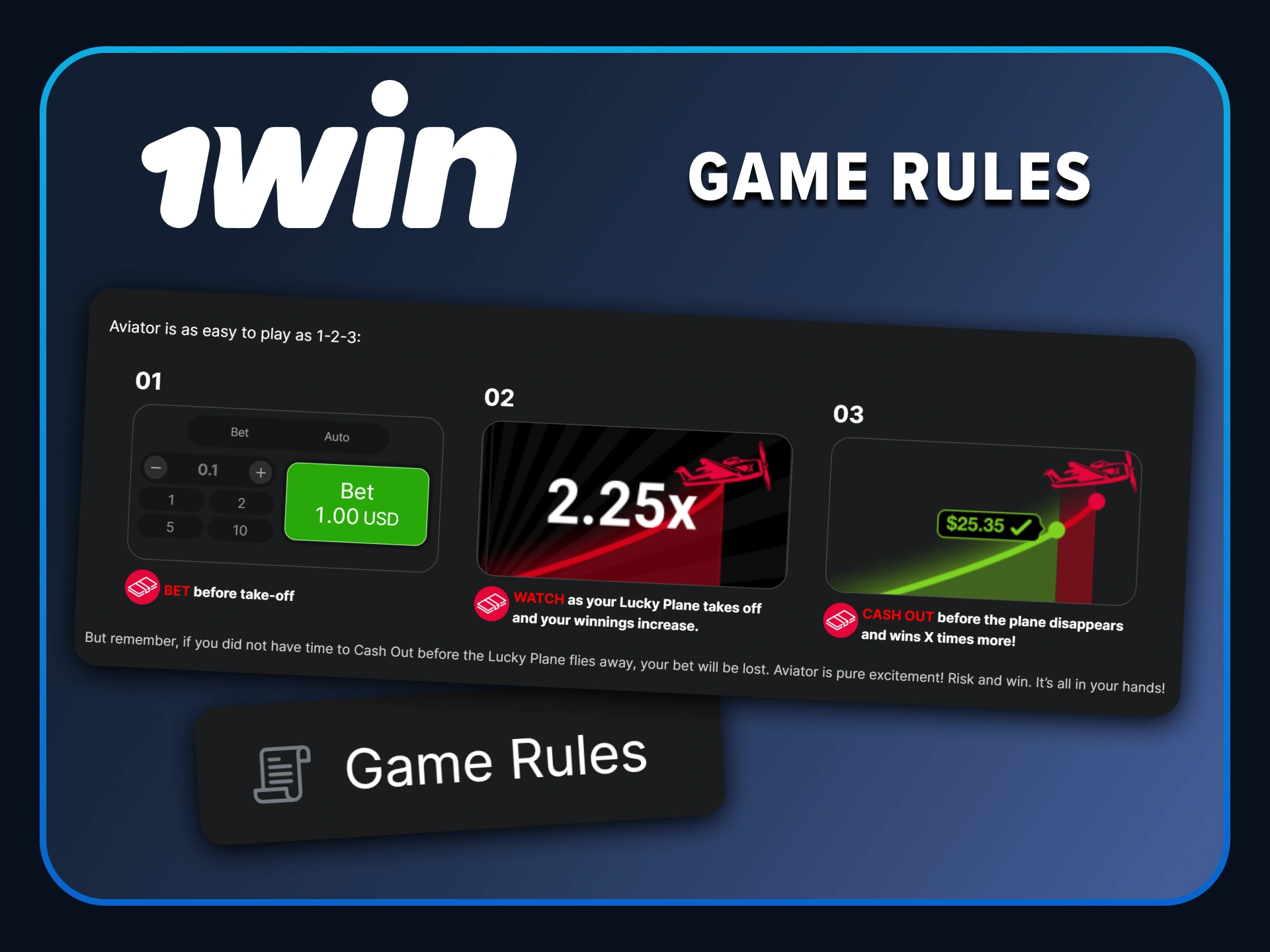 Read the Aviator game rules at 1win and learn how to win big.
