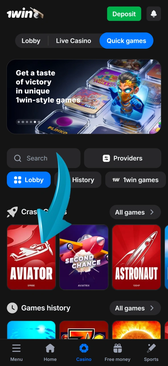 Find the Aviator game in the 1win lobby using this simple guide.