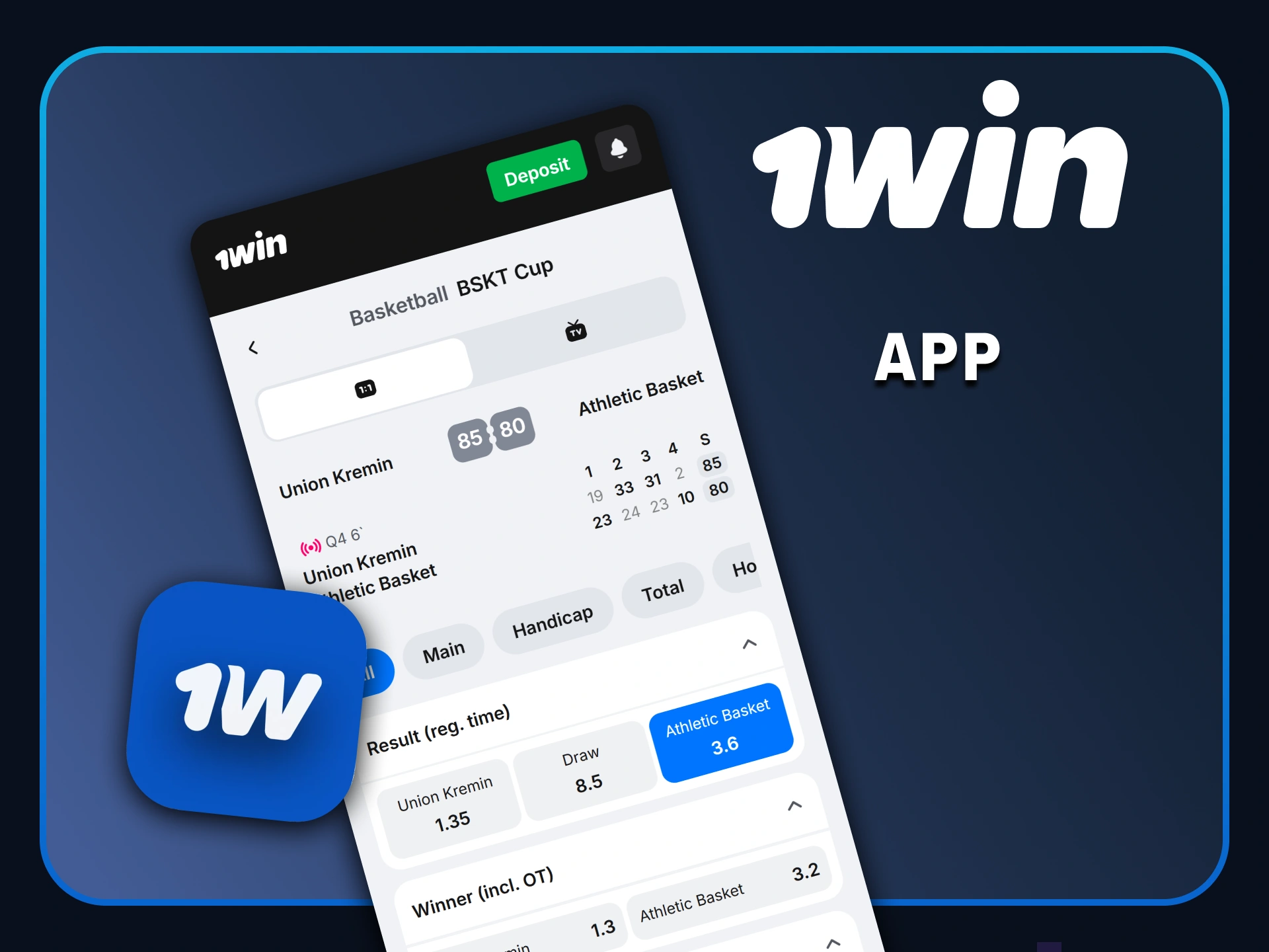 Download the 1win mobile app for the best basketball betting experience.