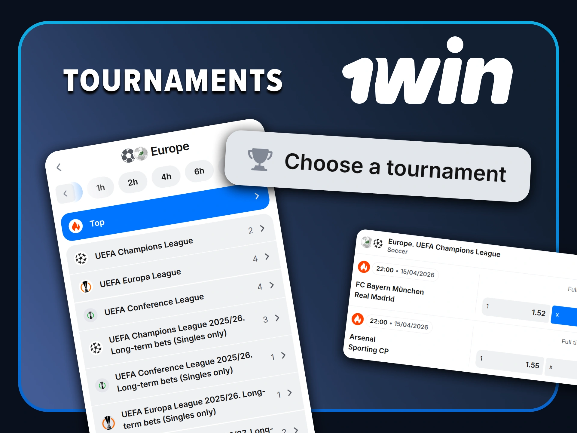 Bet on top football tournaments and world championships through the 1win platform.