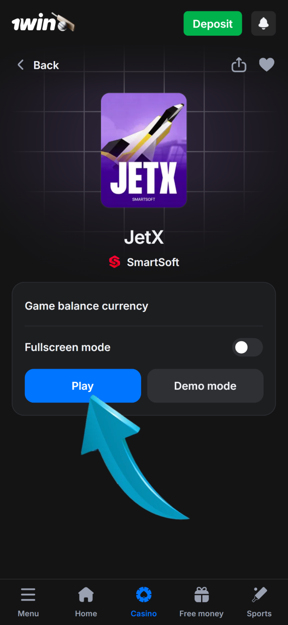 Follow the steps to launch the JetX game from the 1win lobby correctly.