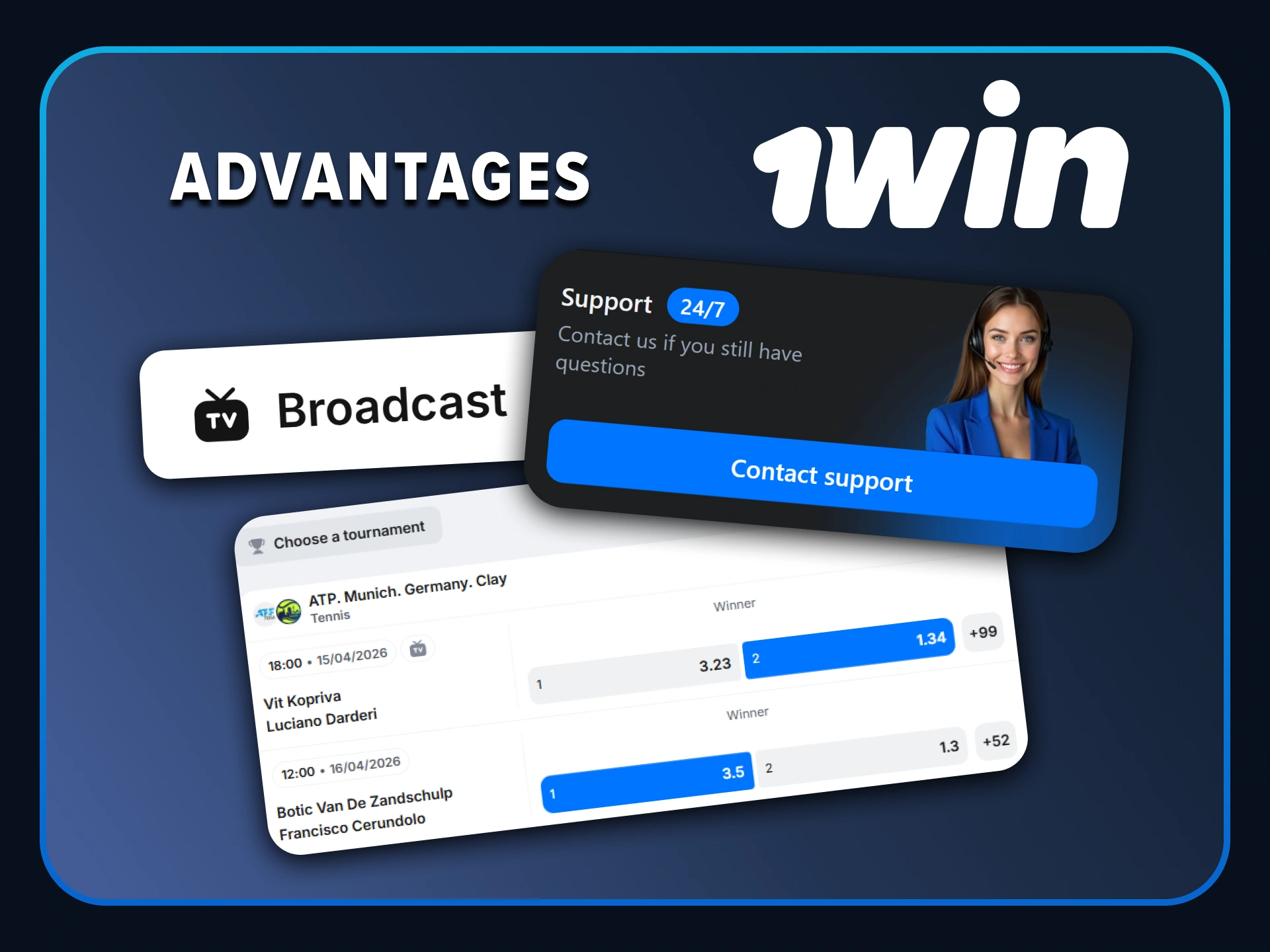 Discover the main advantages of betting on tennis with the 1win platform.