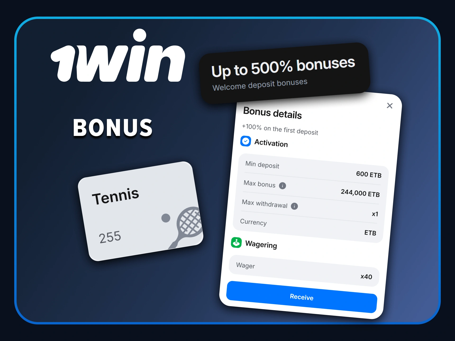 Claim your exclusive tennis betting bonus at 1win and increase your winnings.