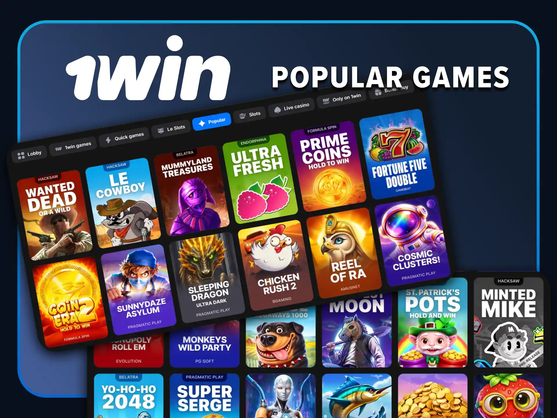The 1win casino has a variety of games.