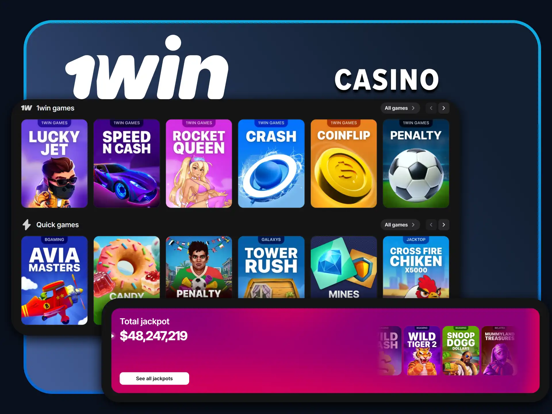 Be sure to visit the casino section on the 1win website.