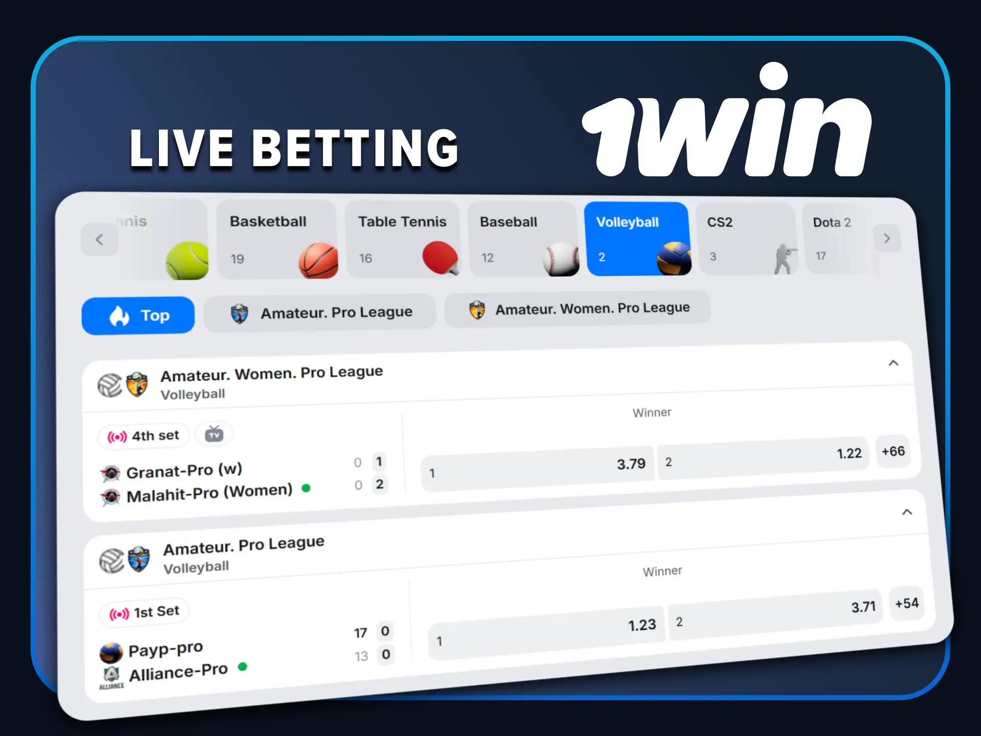 Bet on live events with 1win.