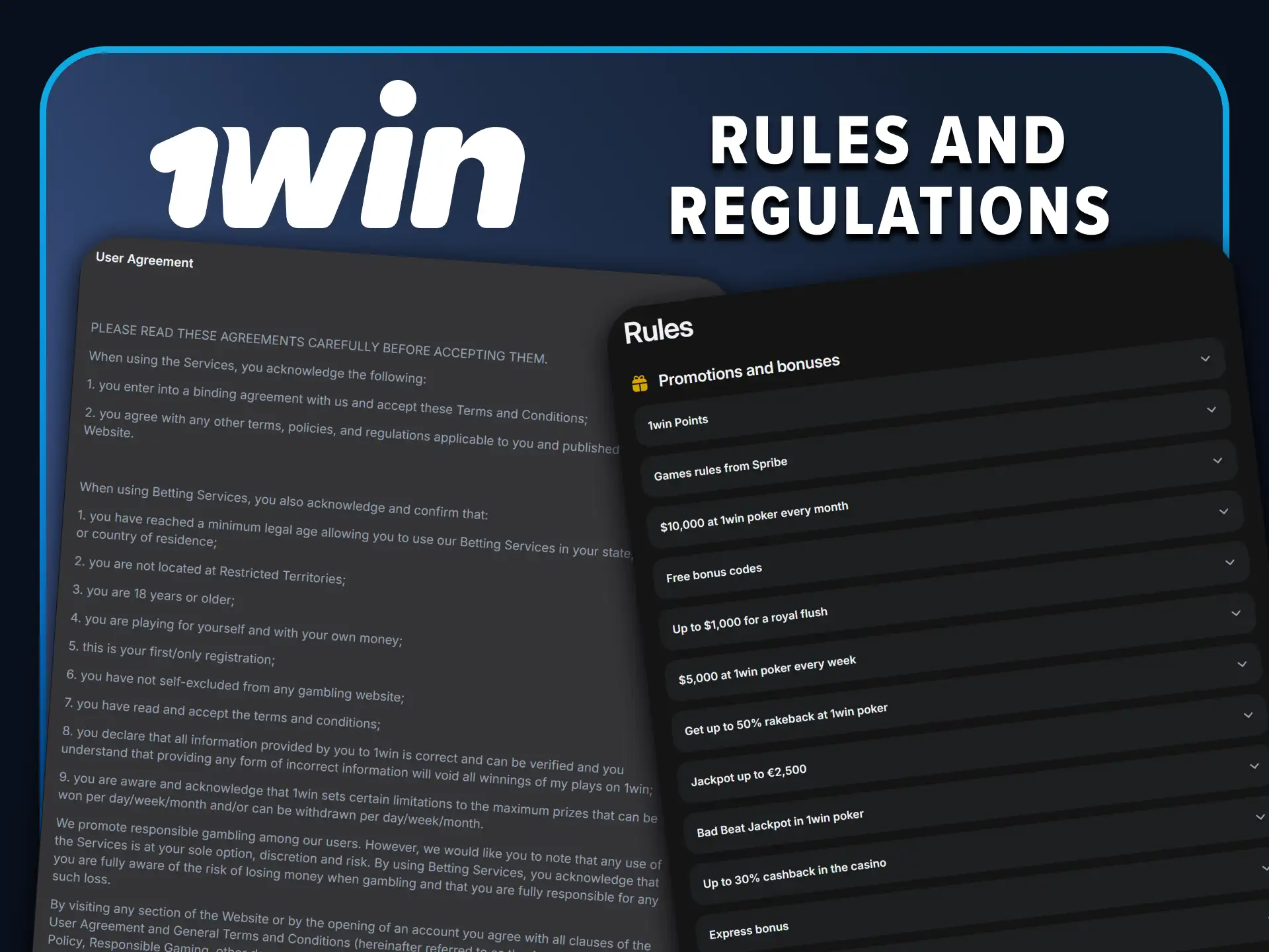 We recommend that you study the rules of the 1win service.