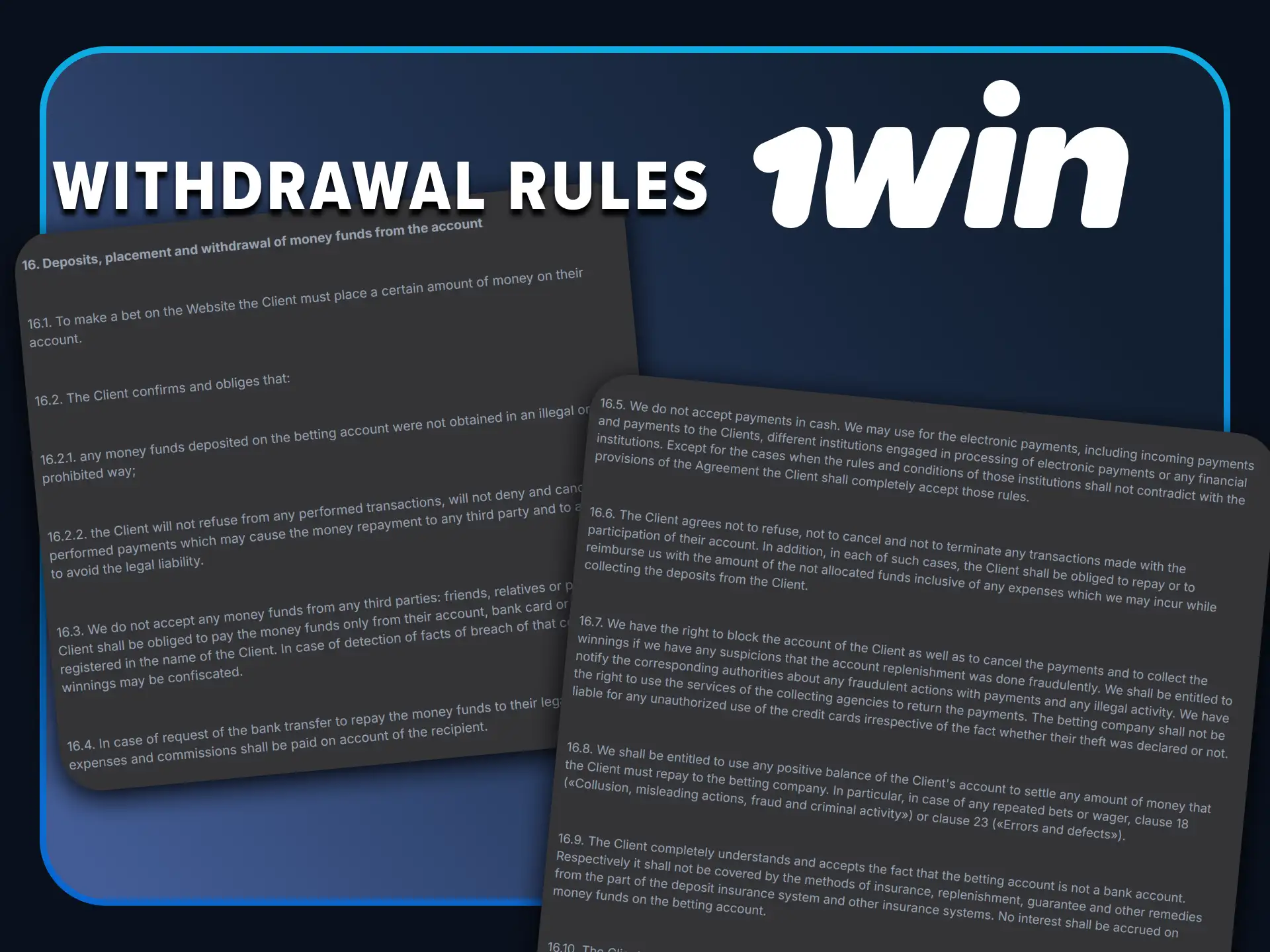 Learn the rules for withdrawing funds on 1win.